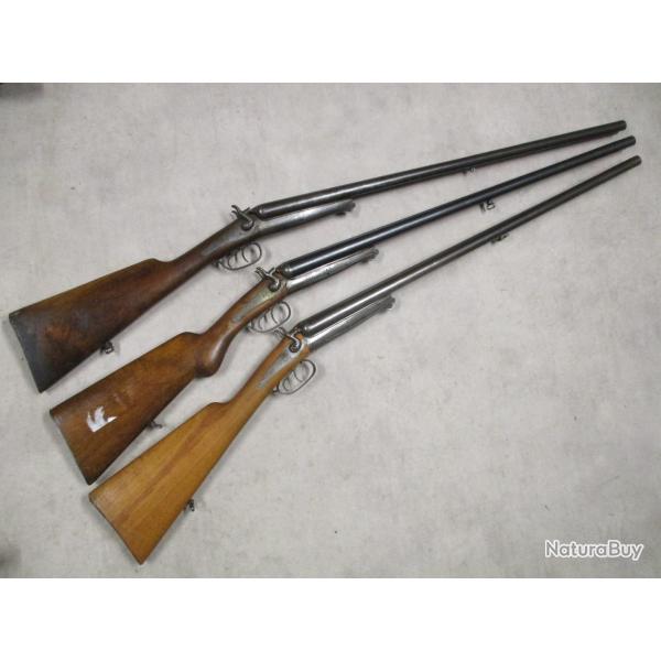 Lot de 3 Fusils HUSQVARNA mod�le 1877, Cal 12 � chiens, � 1 euro sans prix de r�serve!!!
