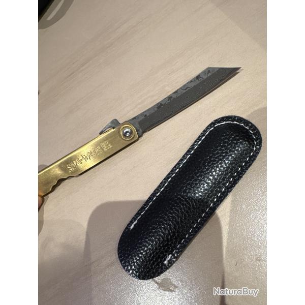 Vente d'un couteau de poche japonais higonokami damas