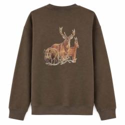 Sweat enfant grands animaux coton polyester kaki 6 &agrave; 14 ans 14 ans