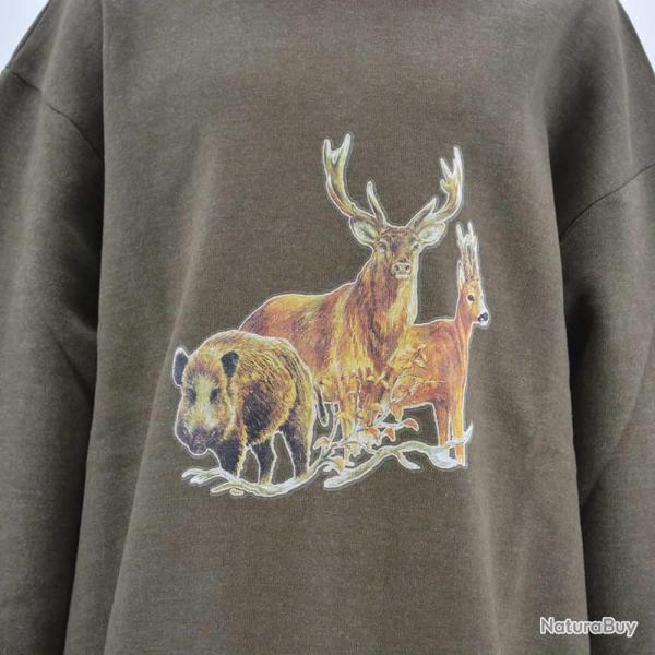 Sweat enfant grands animaux coton polyester kaki 6 � 14 ans 14 ans