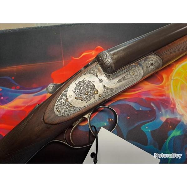 GUYOT JUXTAPOSEE A PLATINES CAL. 12/70 EN TRES BON ETAT + 30 CARTOUCHES OFFERTES + HOUSSE OFFERTE