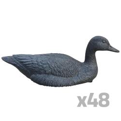 Lot de 48 Appelants Oie Noire Taille R&eacute;elle Flottante avec Quille Int&eacute;gr&eacute;e