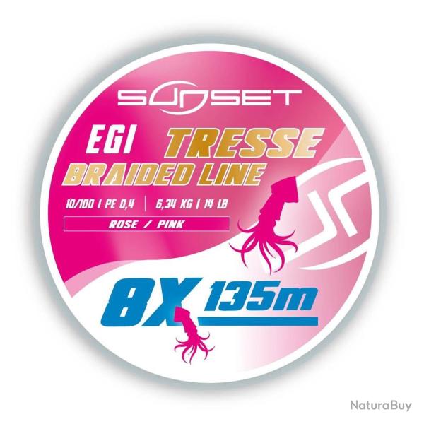 Tresse Sunset 8X RS Eging 135m Rose 10/100 135m PE 0.4