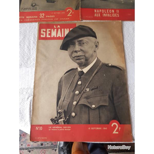 GUERRE 39/45 REVUE LA SEMAINE  NUMEROS 4 14 28  DE 1940 OLD NEW PAPER LA SEMAINE WAR 39/45