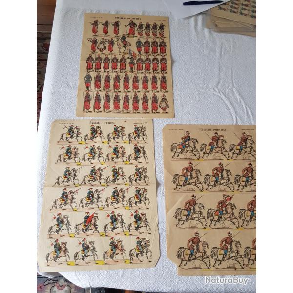 3 GRAVURES DE L IMAGERIE PELERIN A EPINAL REGIMENT DE ZOUAVES  LANCIERS TURCS CAVALERIE POLONAISE