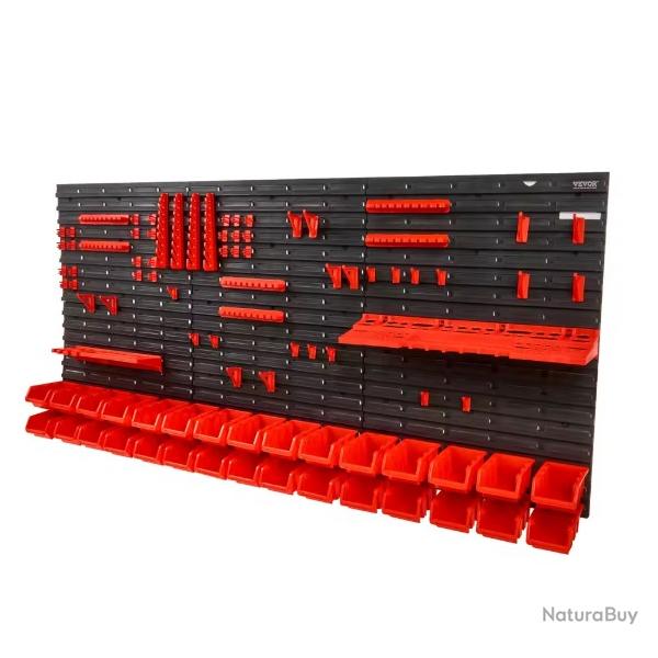 �tag�re Bac � Bec Plastique, 48 bacs Rangement Empilables Atelier Garage avec Panneaux Muraux