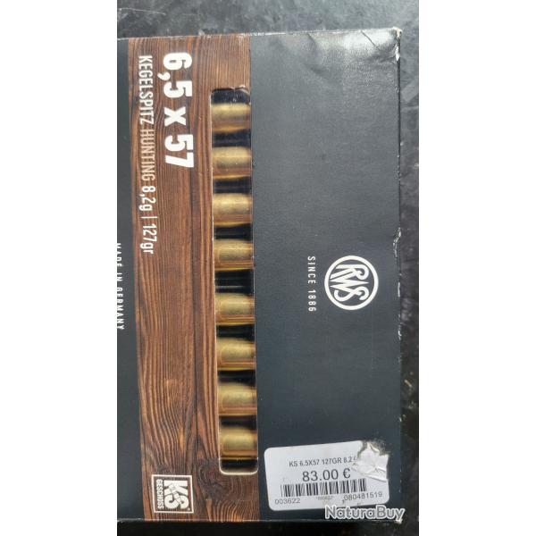 1 boite de balles RWS 6.5 X 57