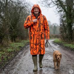 Manteau imperm&eacute;able long polyur&eacute;thane orange camo blaze M &agrave; 4XL 2XL