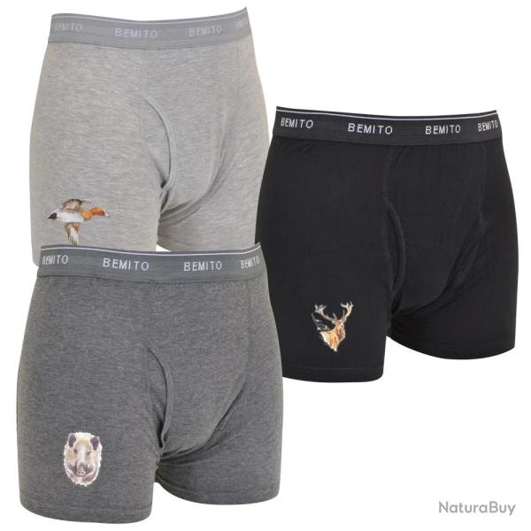 Lot 3 Boxers canard cerf sanglier �lastique coton doubl� M � 3XL 3XL