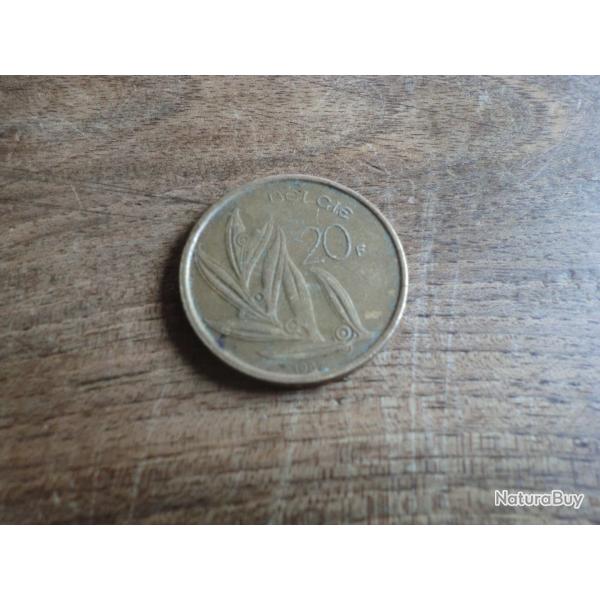 monnaie  belgique 20 F  1982