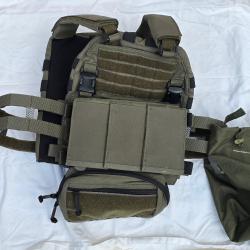 Gilet tactique porte plaques complet Hexatac ranger green