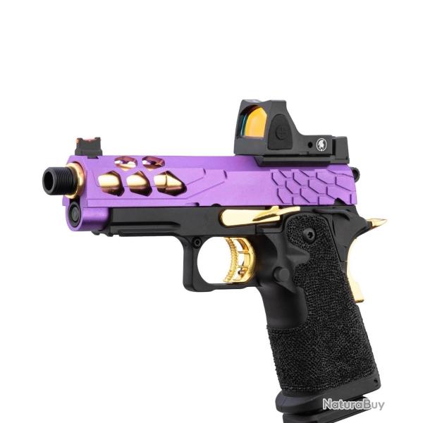 PISTOLET AIRSOFT GBB STRYK HI-CAPA 4.3 + RMR VIOLET/OR LANCER TACTICAL