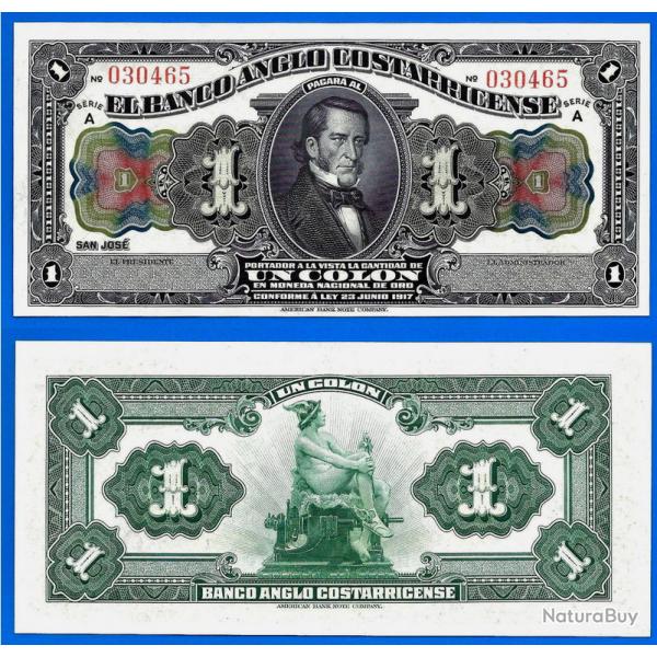 Costa Rica 1 Colon  1917  NEUF Billet Caraibe