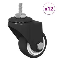 Roue pivotante fer nylon noir 40,4x40,4x19,7 mm 30 kg r&eacute;sistante 12 pcs