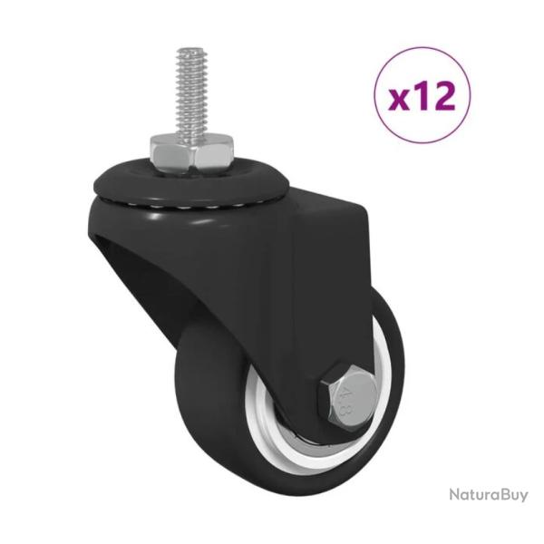 Roue pivotante fer nylon noir 40,4x40,4x19,7 mm 30 kg r�sistante 12 pcs