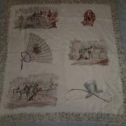 Foulard Carré Vintage Motif La Rochelle, 74x76 Cm, 100% Polyester, Occasion - Écru Multicolore