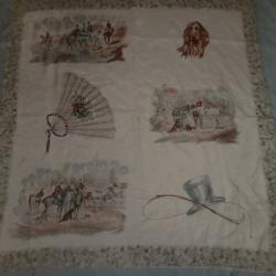carr&eacute; foulard vintage roulott&eacute; 100%  soie  89 X 84  cm