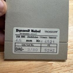 lot de 250 amorces BERDAN DYNAMIC NOBEL  4.5 mm small pistol (1)