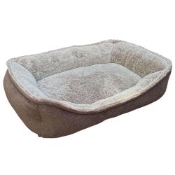 Coussin rectangulaire antid&eacute;rapant pour chien - 70x55x16cm Marron & Beige