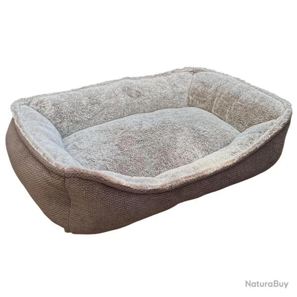 Coussin rectangulaire antid�rapant pour chien - 70x55x16cm Marron & Beige