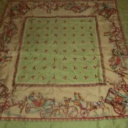 carr&eacute; foulard vintage roulott&eacute; 100%  soie  87 X 83  cm
