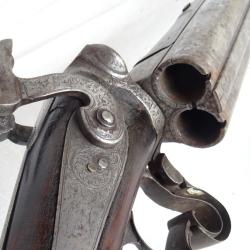 F11) lot , rarissime fusil a broches ( syst&egrave;me a canons basculant sur le cot&eacute; = comme darne rotary