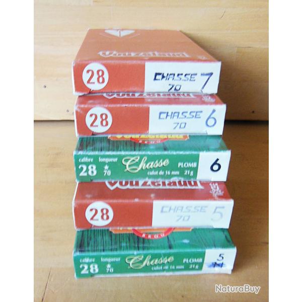 lot de 5 boites cartouches vouzelaud cal 28