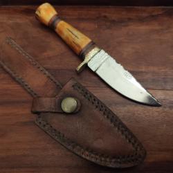 Couteau custom Tribu indienne Native US, lame straight back