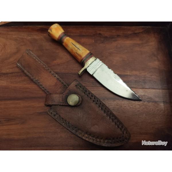 Couteau custom Tribu indienne Native US, lame straight back