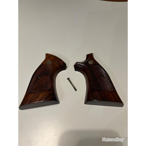 Paire de plaquettes en bois d origine pour revolverSmith et Wesson S&W K/L