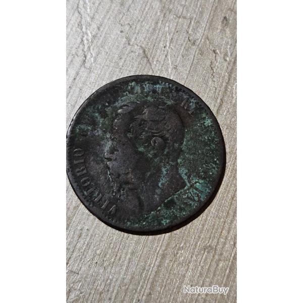 Pi�ce ancienne Italie 10 Centesimi 1866 - Vittorio Emanuele II - Royaume d'Italie - monnaie bronze