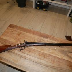 Fusil juxtapos&eacute; &agrave; broche cal 16 avec jolis d&eacute;cors dor&eacute;s