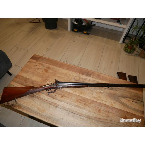 Fusil juxtapos� � broche cal 16 avec jolis d�cors dor�s