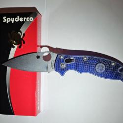 Couteau pliant Spyderco Manix 2 Lightweight translucide bleu "comme neuf"