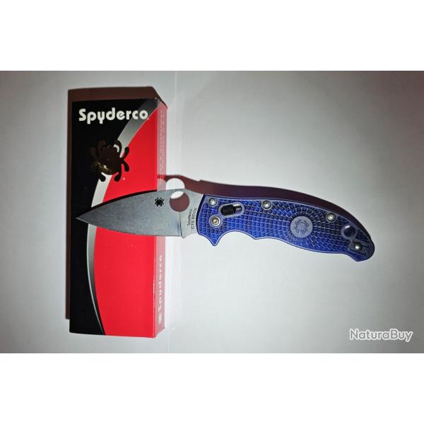 Couteau pliant Spyderco Manix 2 Lightweight translucide bleu "comme neuf"