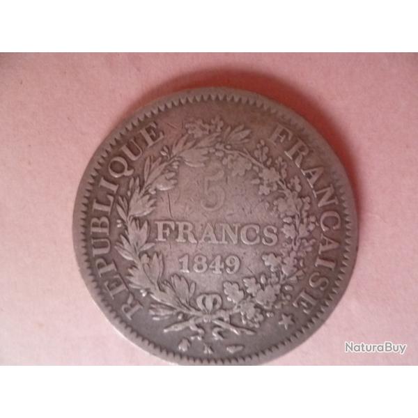PI�CE DE 5 FRANCS 1849 HERCULE, ARGENT