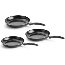 Lot de 3 po&ecirc;les Vita Verte en aluminium anti-adh&eacute;sif - &Oslash;20/24/28cm - Tous feux