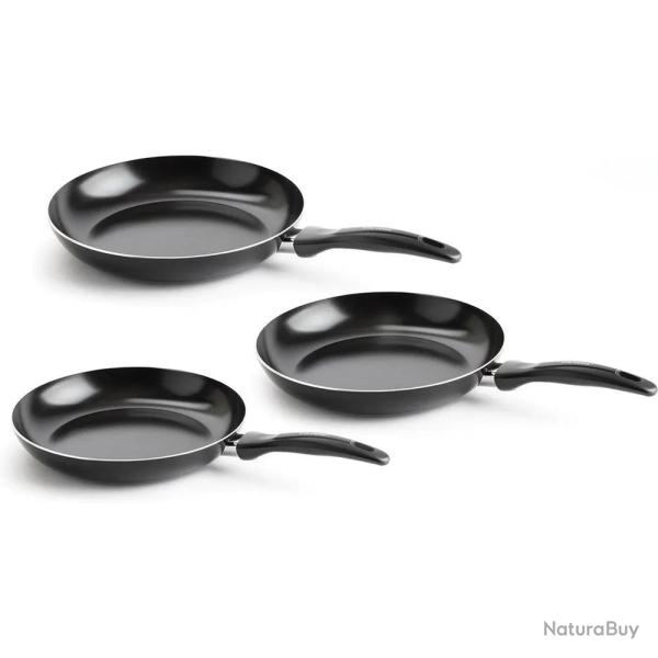 Lot de 3 po�les Vita Verte en aluminium anti-adh�sif - �20/24/28cm - Tous feux