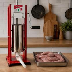 Poussoir &agrave; saucisses vertical Reber&reg; 5L - Acier inoxydable - 4 entonnoirs