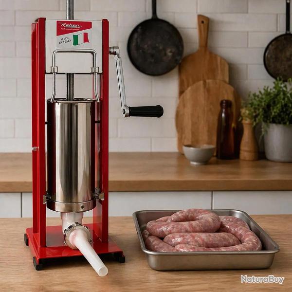 Poussoir � saucisses vertical Reber� 5L - Acier inoxydable - 4 entonnoirs