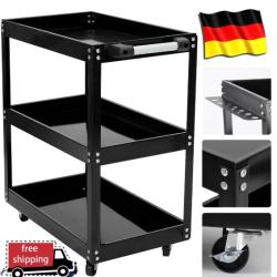 Chariot &agrave; outils roulant robuste 74 X 66 X 35,5 cm capacit&eacute; de 100 kg 3 niveaux - Noir