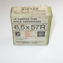 1 bo&icirc;te ancienne de 10 cartouches calibre 6,5x57Rde marque RWS