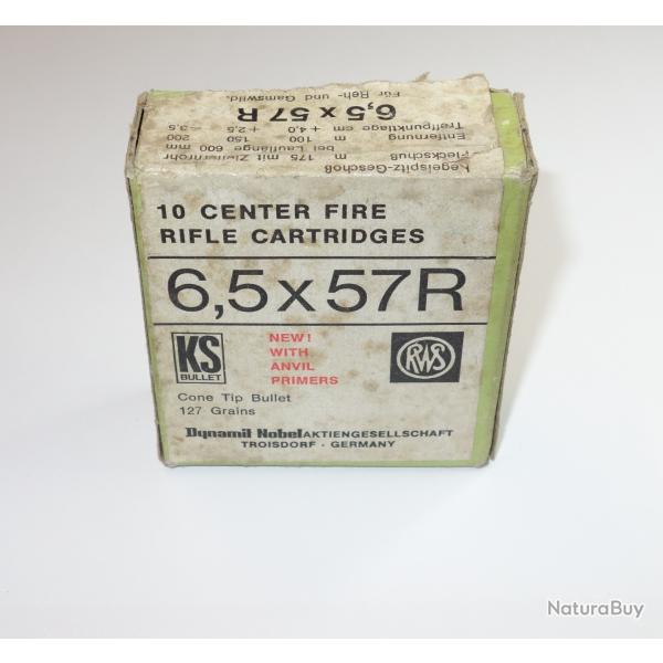 1 bo�te ancienne de 10 cartouches calibre 6,5x57Rde marque RWS