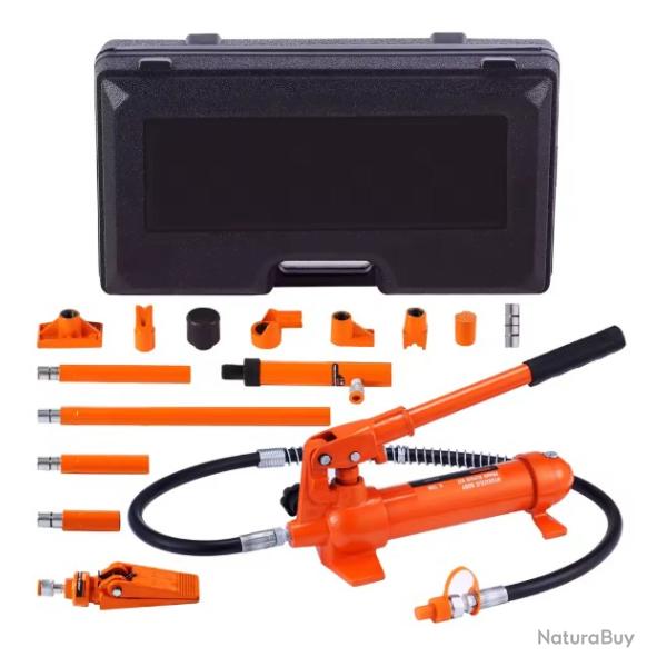 Kit d'alimentation Porta de 4 tonnes, cric hydraulique portable avec tuyau d'huile de 3.9 ft/1.2 m