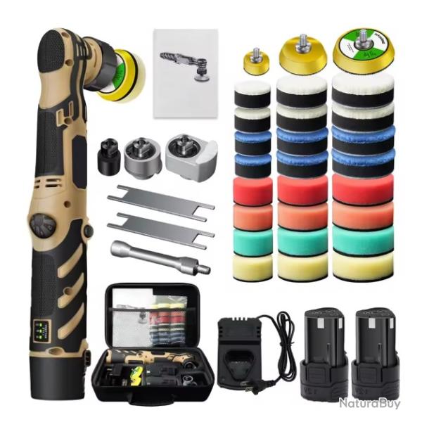 Mini polisseuse de voiture sans fil, Machine � polir de voiture, Kit de tampons de 1/1, 5/3 pouce
