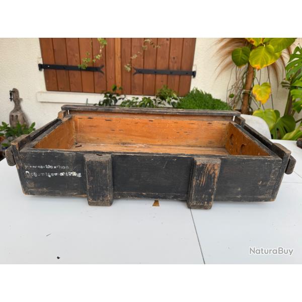 Rare Caisse Allemande en bois pour 3 obus de 7,5 cm KWK/Stu.G. 7,5 cm.k