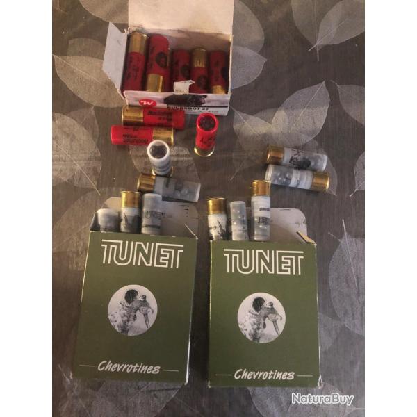 3 bo�tes de 10 cartouches cal12  , chevrotine, tunet, winchester,  9g et 27g