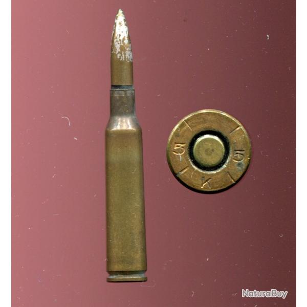 6.5 x 55 KRAG Mle 1894 (Mauser) - marquage : 5 / 5 / K /  - longue balle cuivre pointe blanche