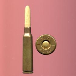 6.5 x 55 KRAG Mle 1894 (Mauser) - balle bois ointe arrondie - marquage : RA / 1946 /