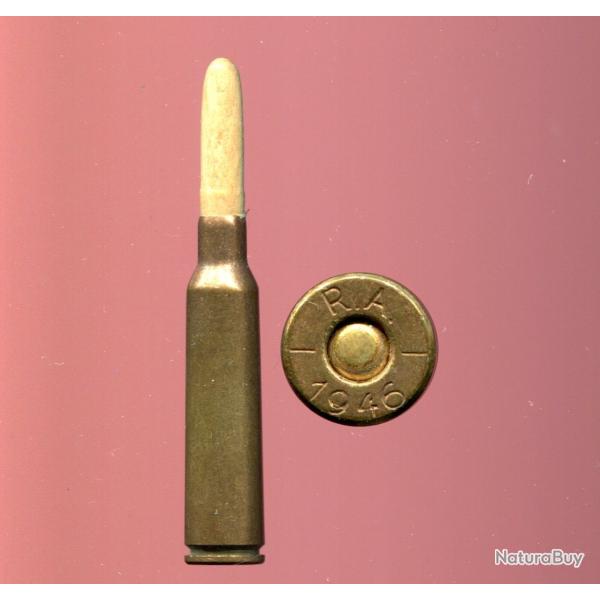 6.5 x 55 KRAG Mle 1894 (Mauser) - balle bois ointe arrondie - marquage : RA / 1946 /